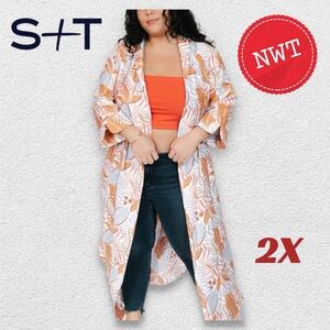*🇨🇦🆕🏷️*NWT* SMASH + TESS | 2X | OUT OF OFFICE DUSTER IN TROPICAL PRINT